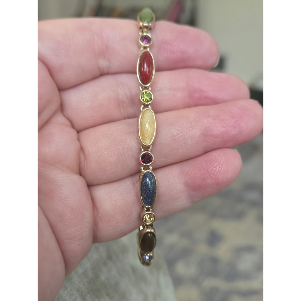Liz Claiborne Goldtone Vintage Rhinestone Stone Tennis Bracelet - Picture 1 of 9